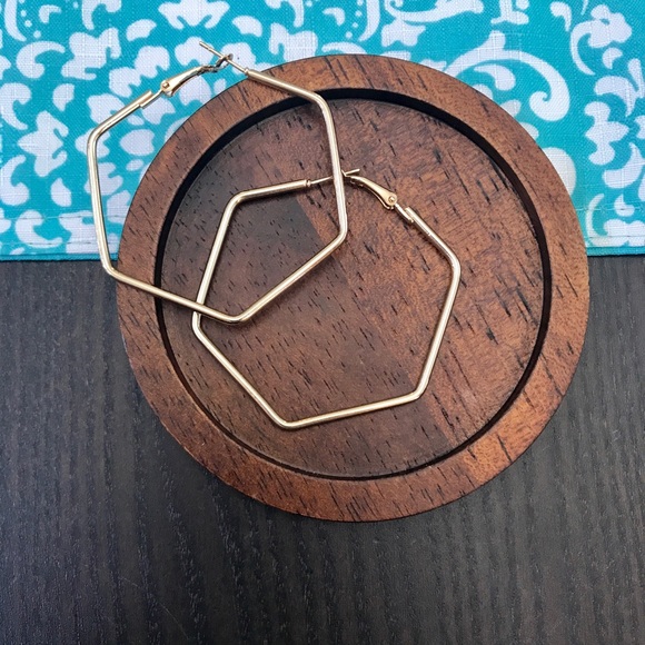 NEW!๐๐HEXAGON! GOLDEN HOOPS!๐๐MODERN! AWESOME! - Picture 4 of 7